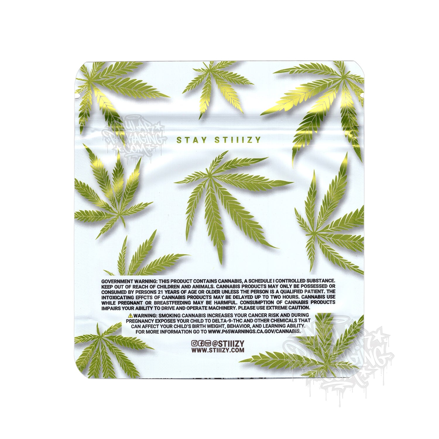 Stiiizy 40's Infused Cannabis 7g Hybrid Smalls Empty Mylar Bag with Custom Stickers