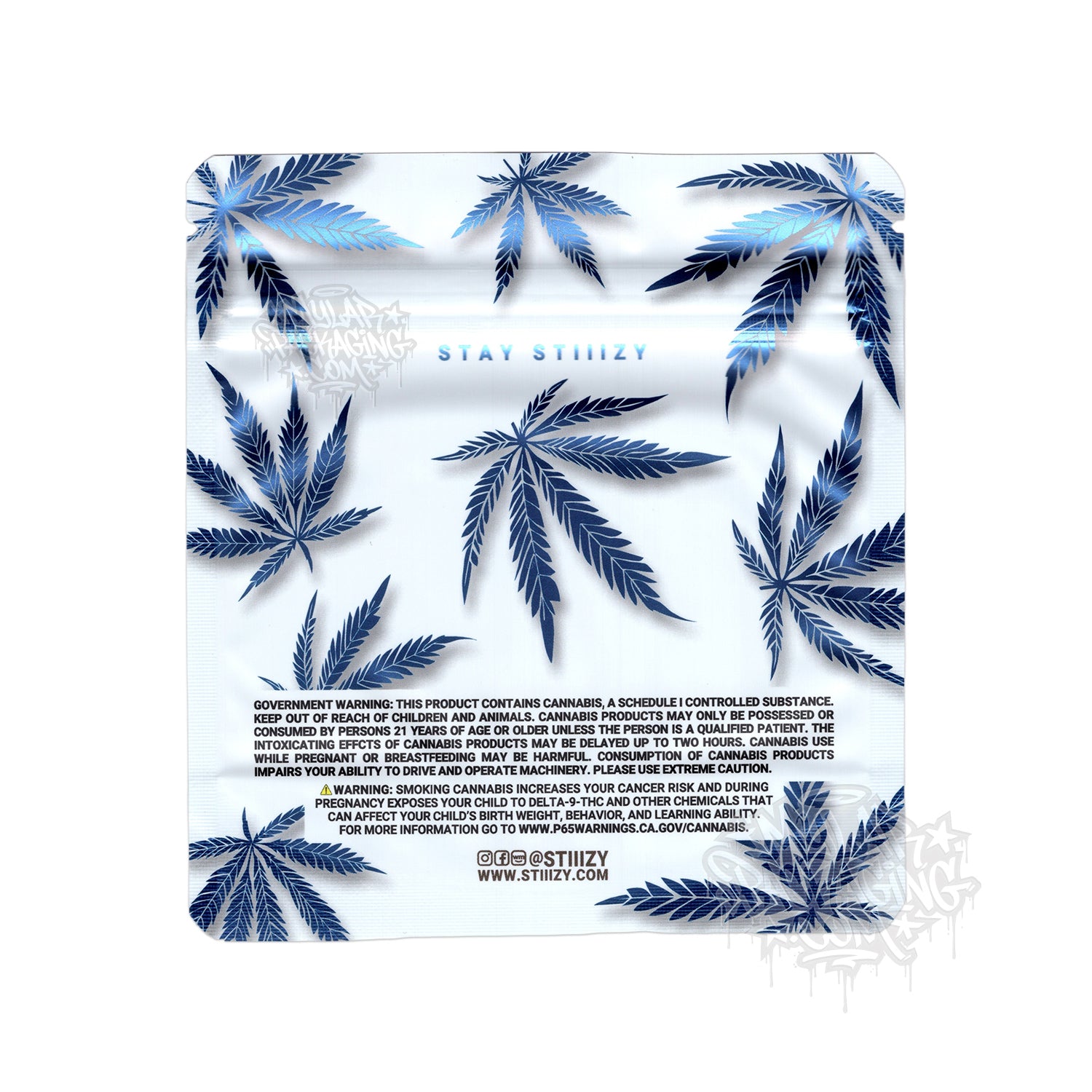 Stiiizy 40's Infused Cannabis 7g Indica Smalls Empty Mylar Bag with Custom Stickers