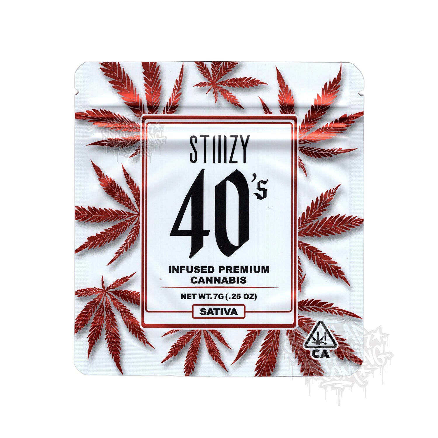 Stiiizy 40's Infused Cannabis 7g Sativa Smalls Empty Mylar Bag with Custom Stickers