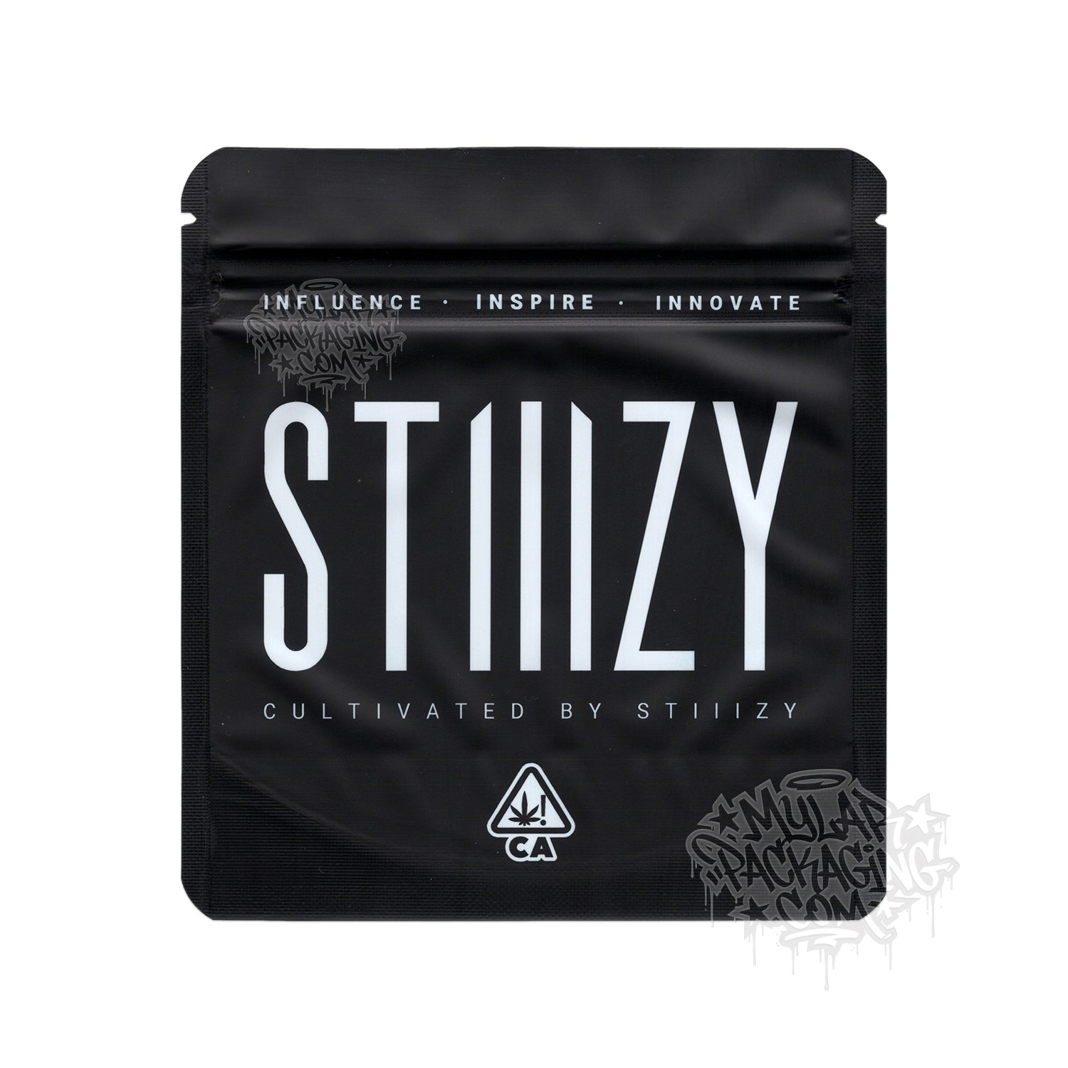 Stiiizy Black 3.5g Empty Smell Proof Mylar Premium Flower Bag with Custom Stickers