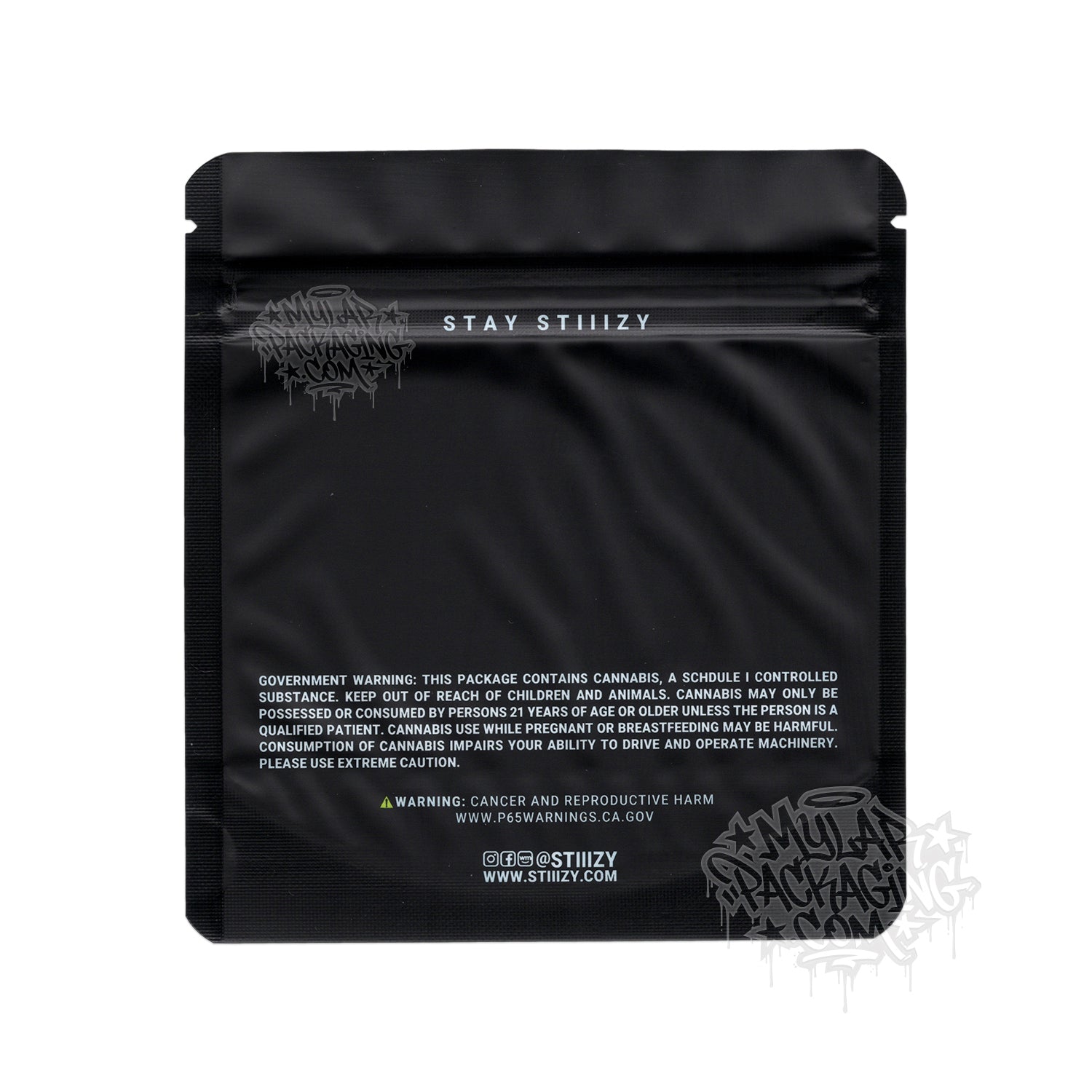 Stiiizy Black 3.5g Empty Smell Proof Mylar Premium Flower Bag with Custom Stickers