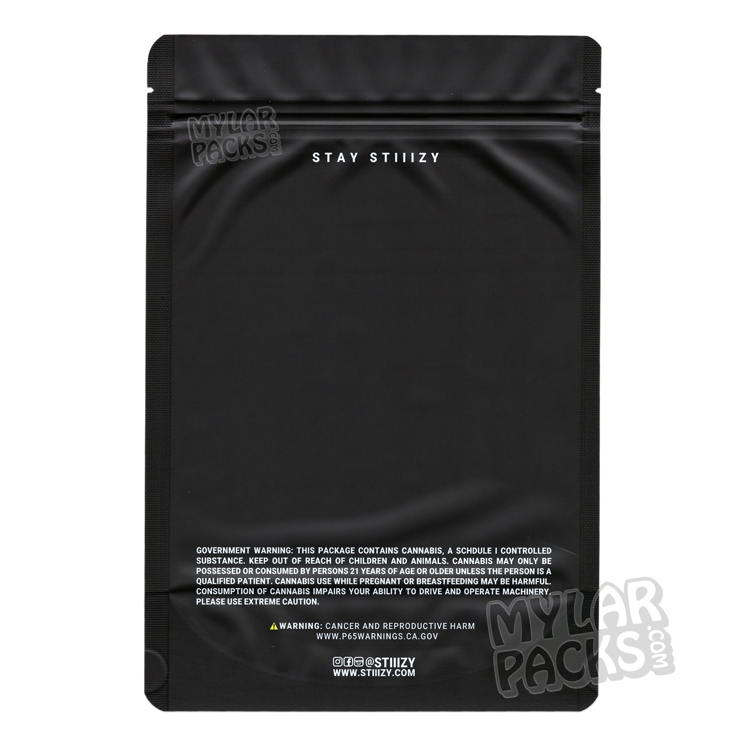Stiiizy Dispensary 28g / 1 Ounce Empty Mylar Bag Packaging and Customizable Stickers