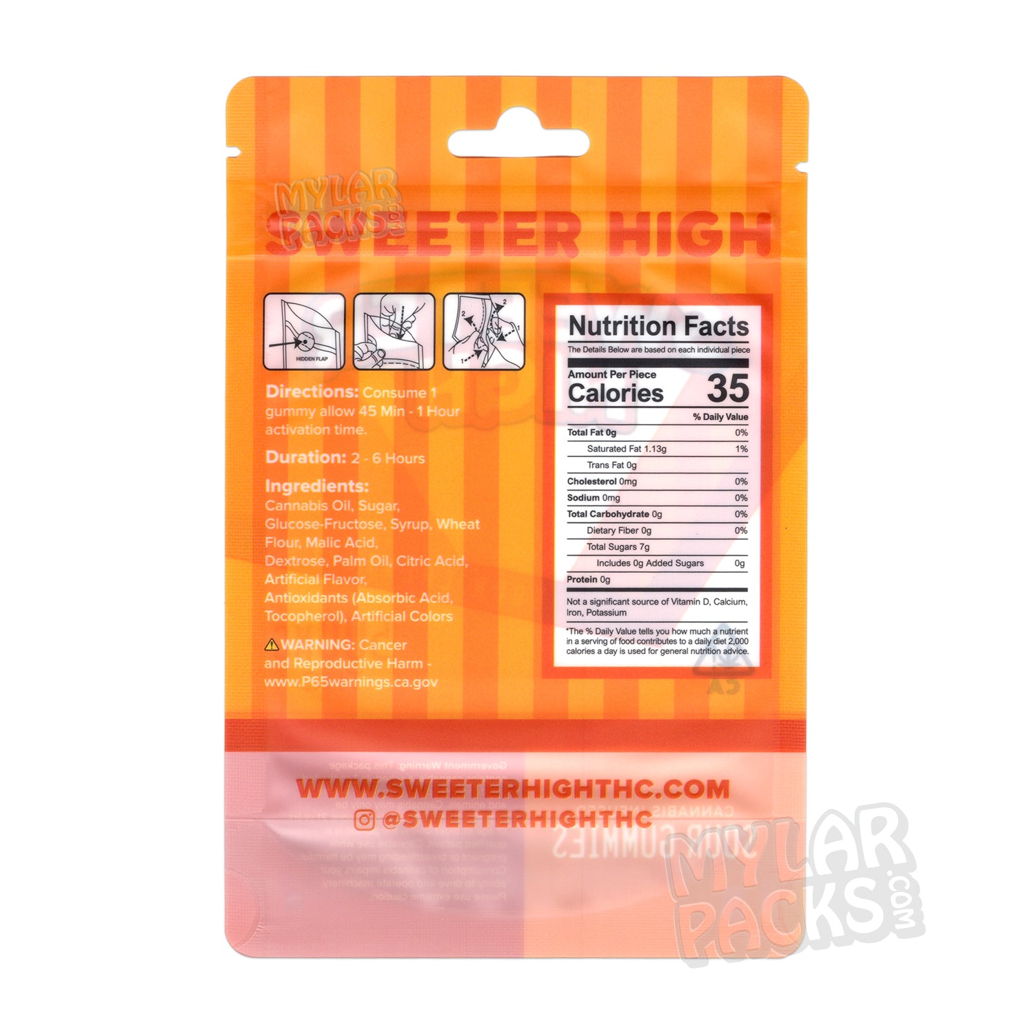 Sweeter High Sour Creatures Gummies Empty Mylar Bag Edibles Candy Packaging