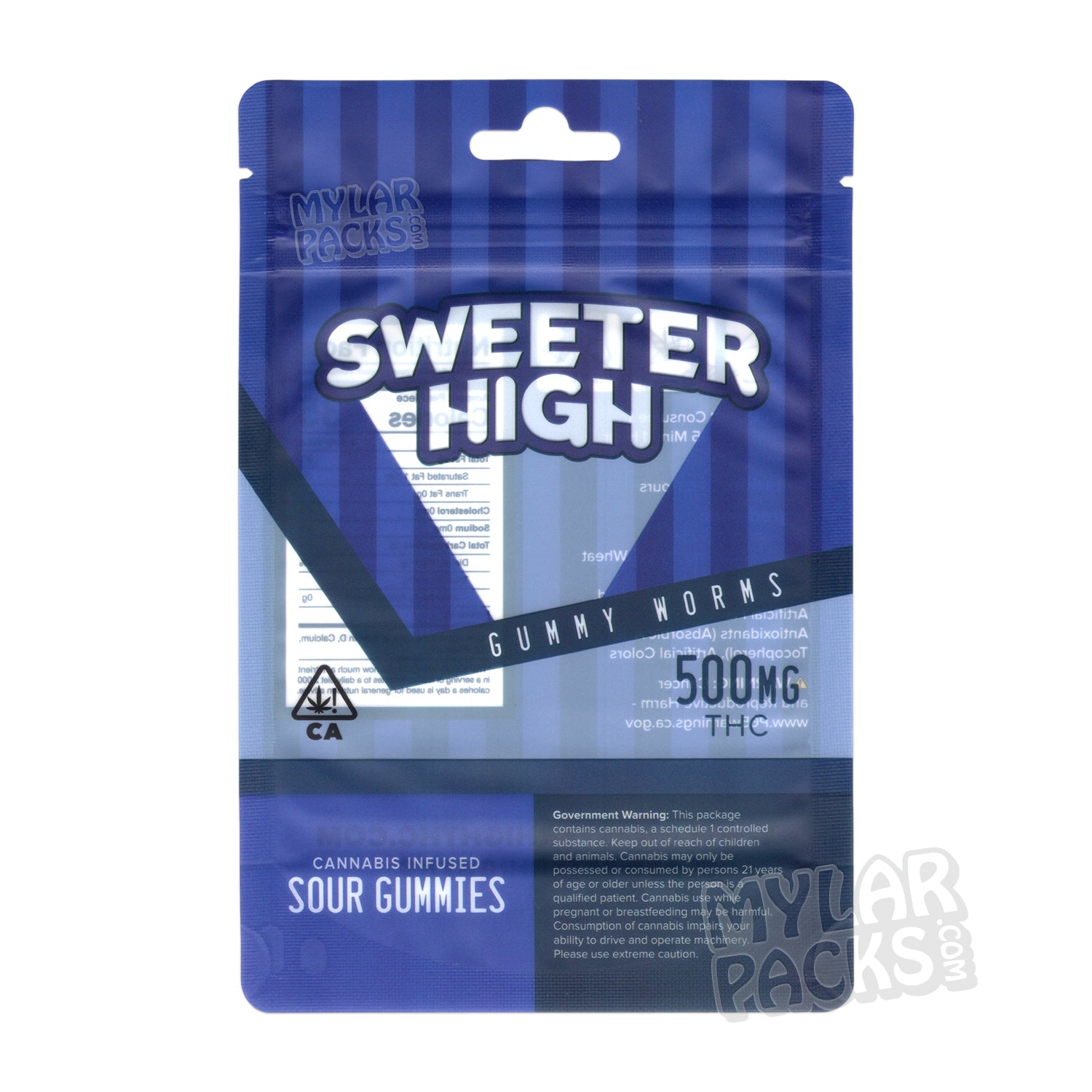 Sweeter High Gummy Worms Sour Gummies Empty Mylar Bag Edibles Candy Packaging