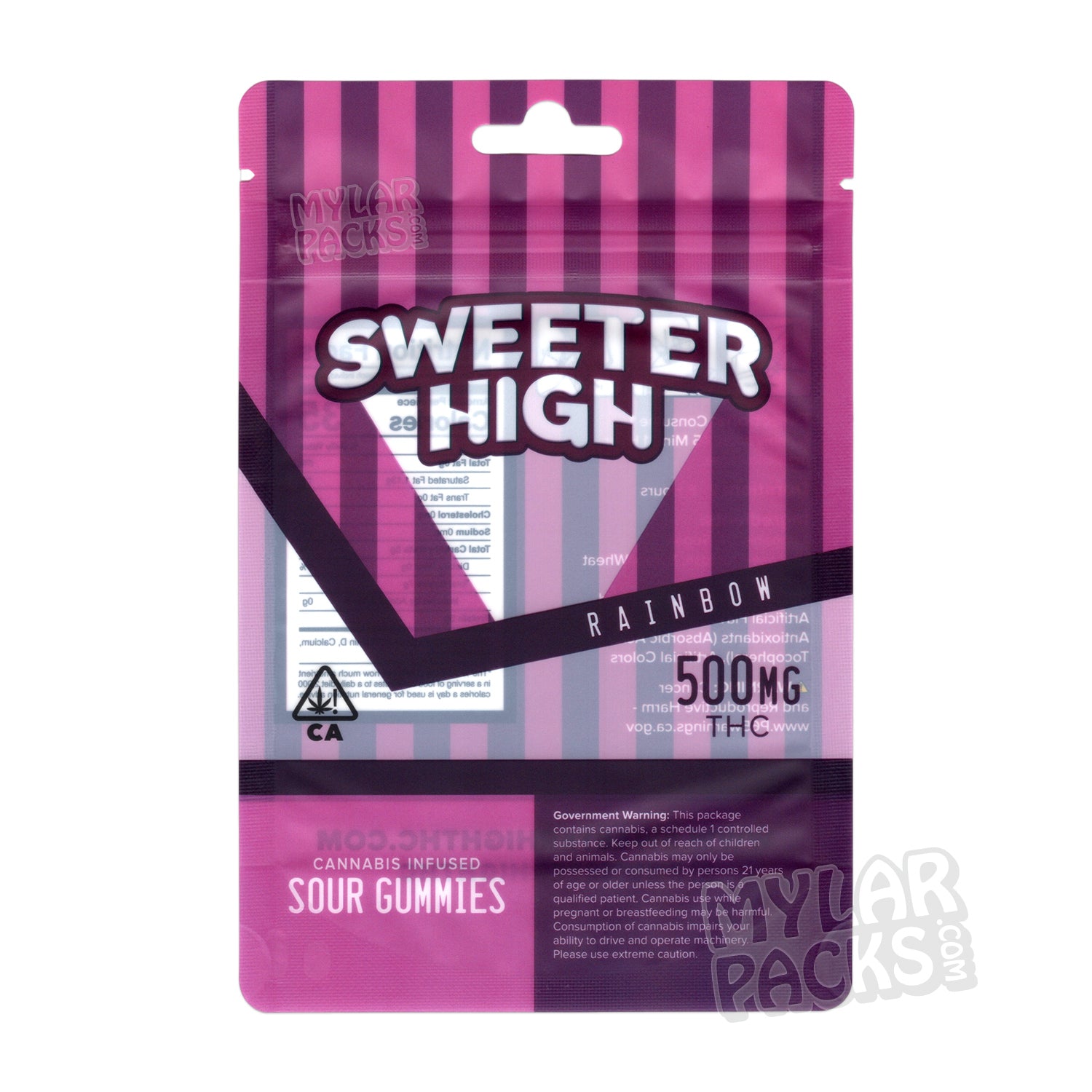 Gomitas ácidas arcoíris Sweeter High, bolsas de mylar vacías, comestibles, empaques de dulces