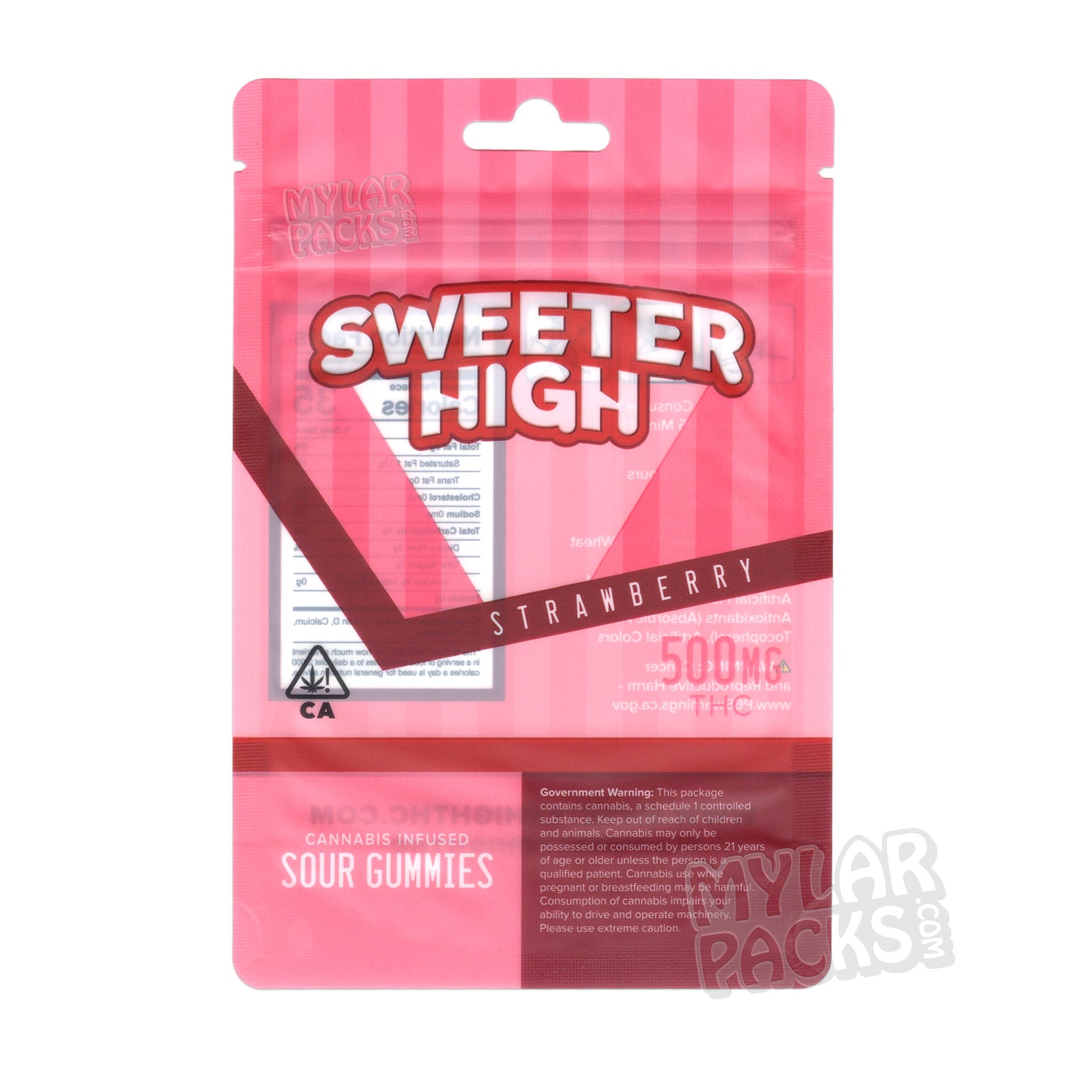 Gomitas ácidas de fresa Sweeter High, bolsas de mylar vacías, comestibles, empaques de dulces