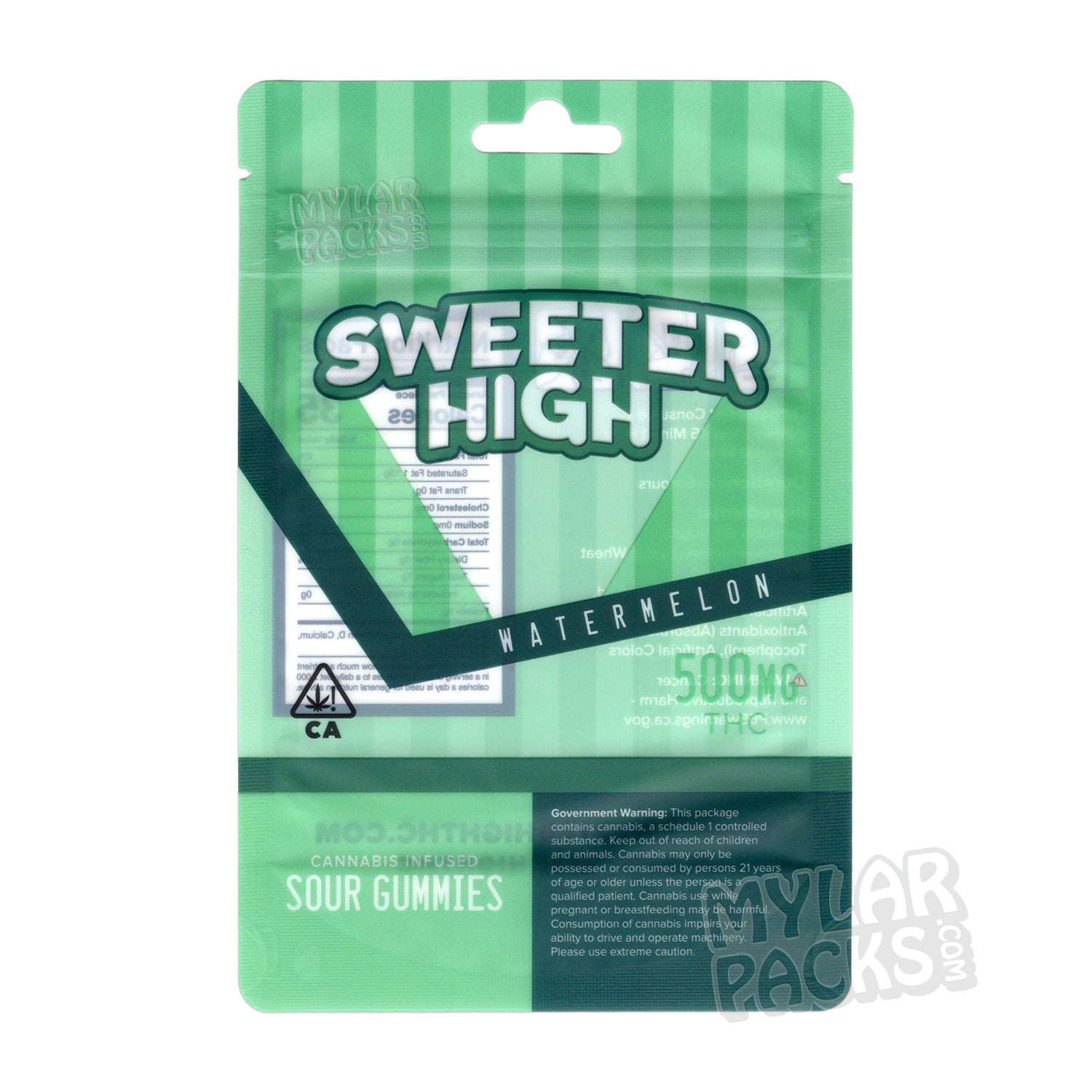 Gomitas ácidas de sandía Sweeter High, bolsas de mylar vacías, comestibles, empaques de dulces