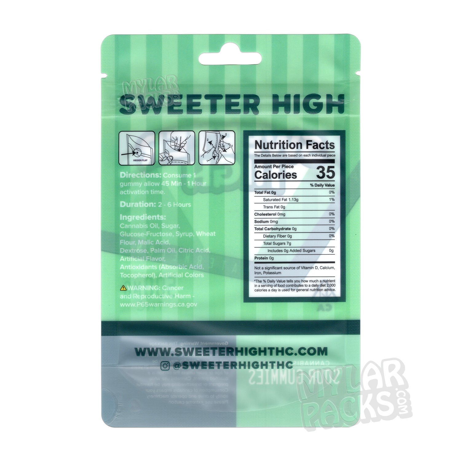 Gomitas ácidas de sandía Sweeter High, bolsas de mylar vacías, comestibles, empaques de dulces