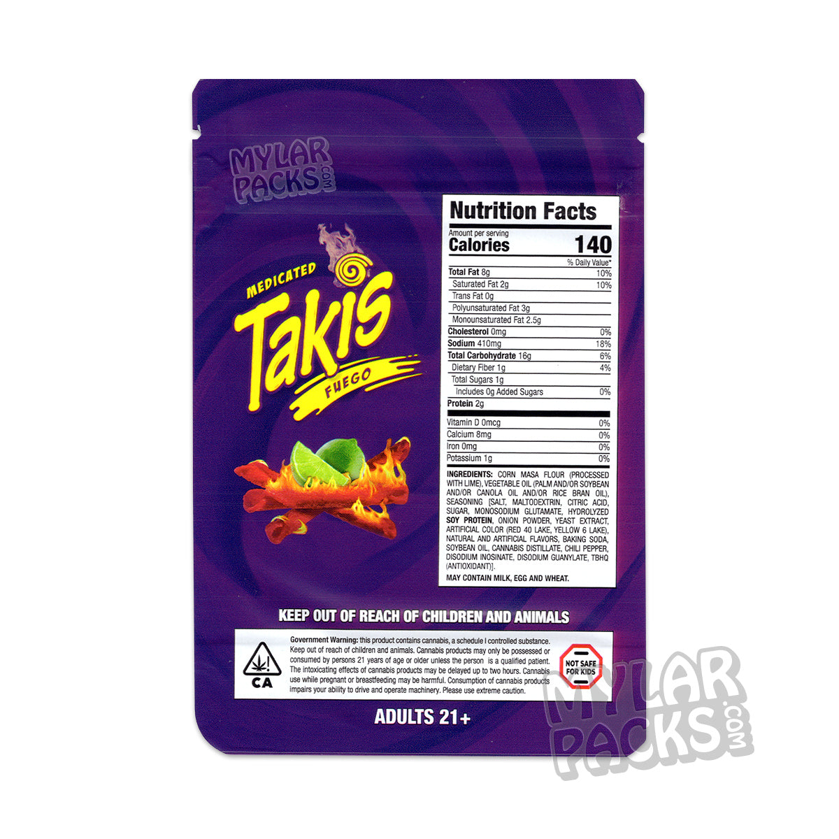 Takis Fuego 600mg Empty Chips Edibles Mylar Bag Snacks Packaging