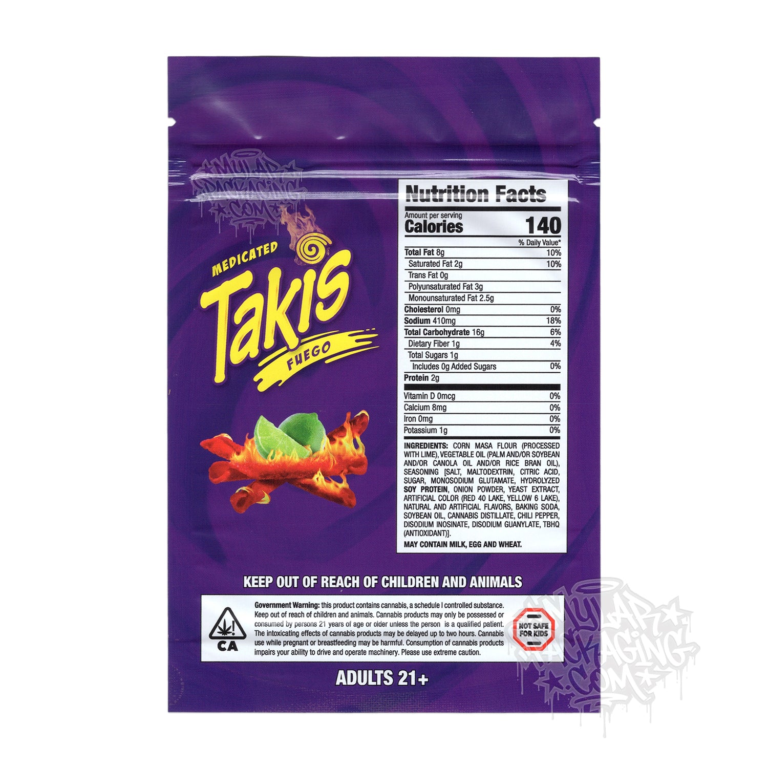 Takis Fuego 600mg Empty Chips Edibles Mylar Bag Snacks Packaging