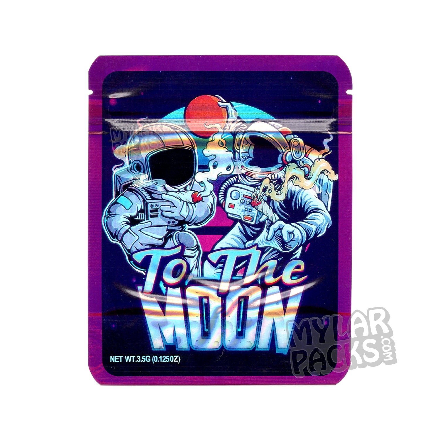Bolsa de Mylar vacía a prueba de olores To the Moon de 3,5 g, embalaje floral