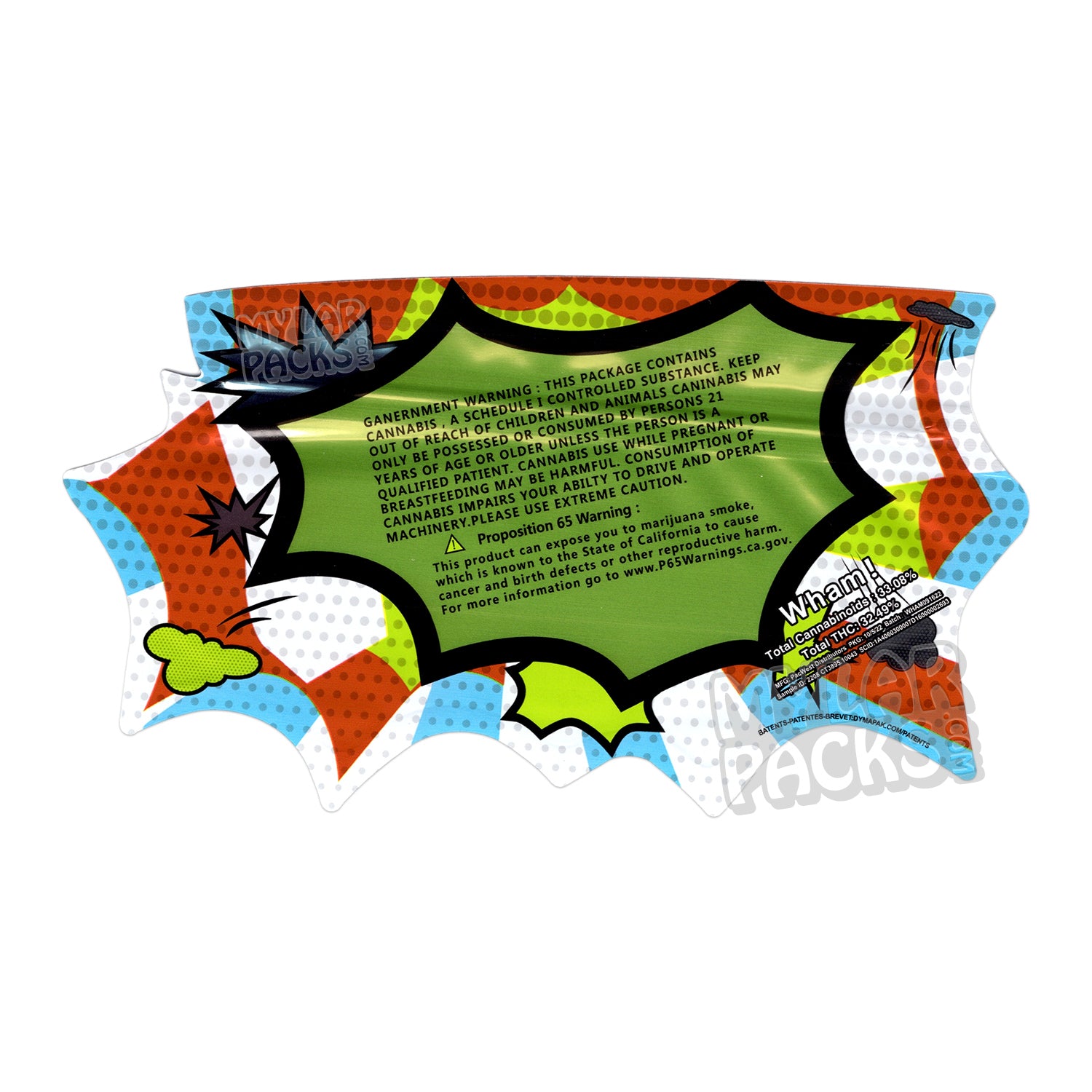 Wham! by Holding Company 3.5g Empty Smell Proof Mylar Bag Flower Dry Herb Packaging