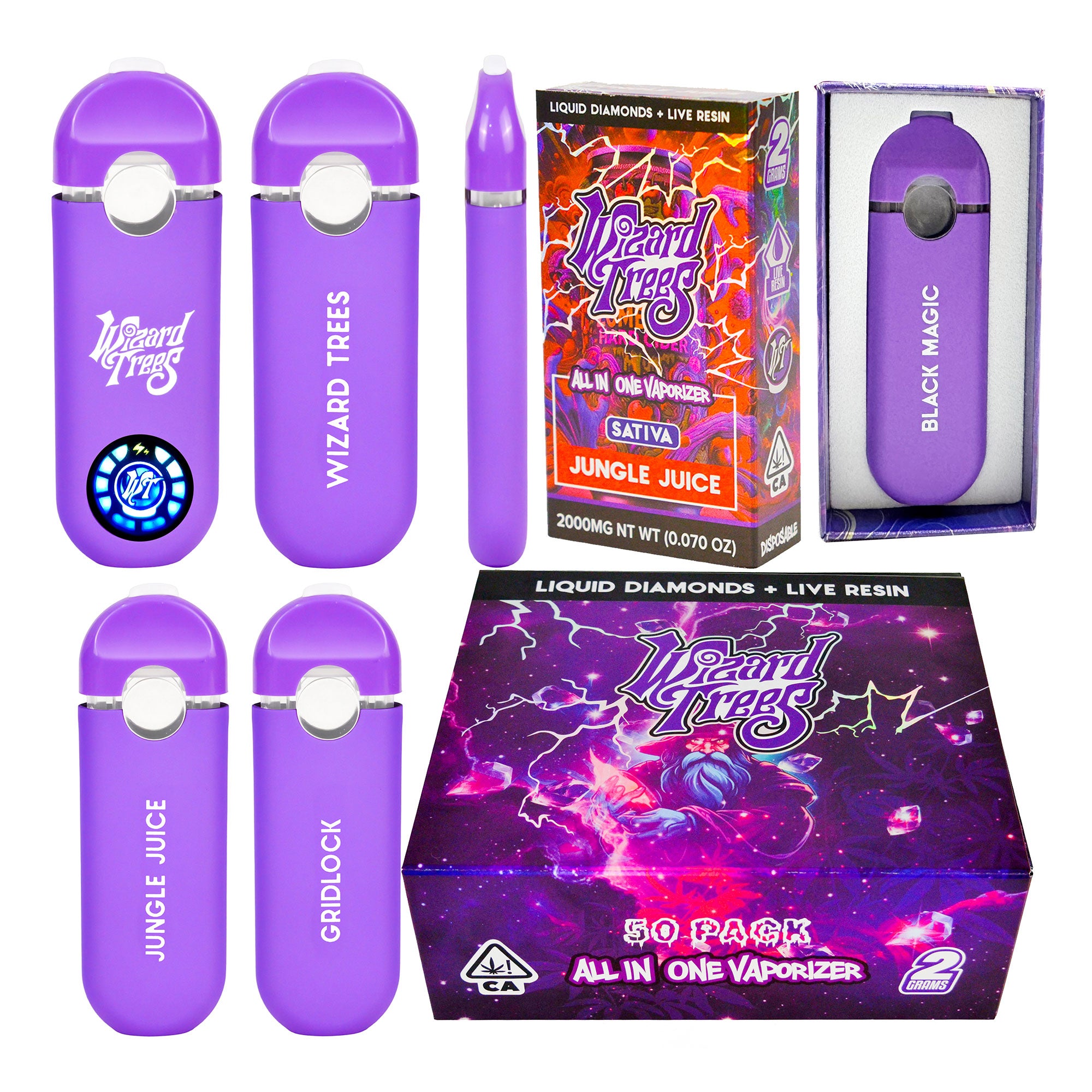 Wizard Trees Disposable Vape 2G Postless Disposable Vapes (500 Units / Per Lot)