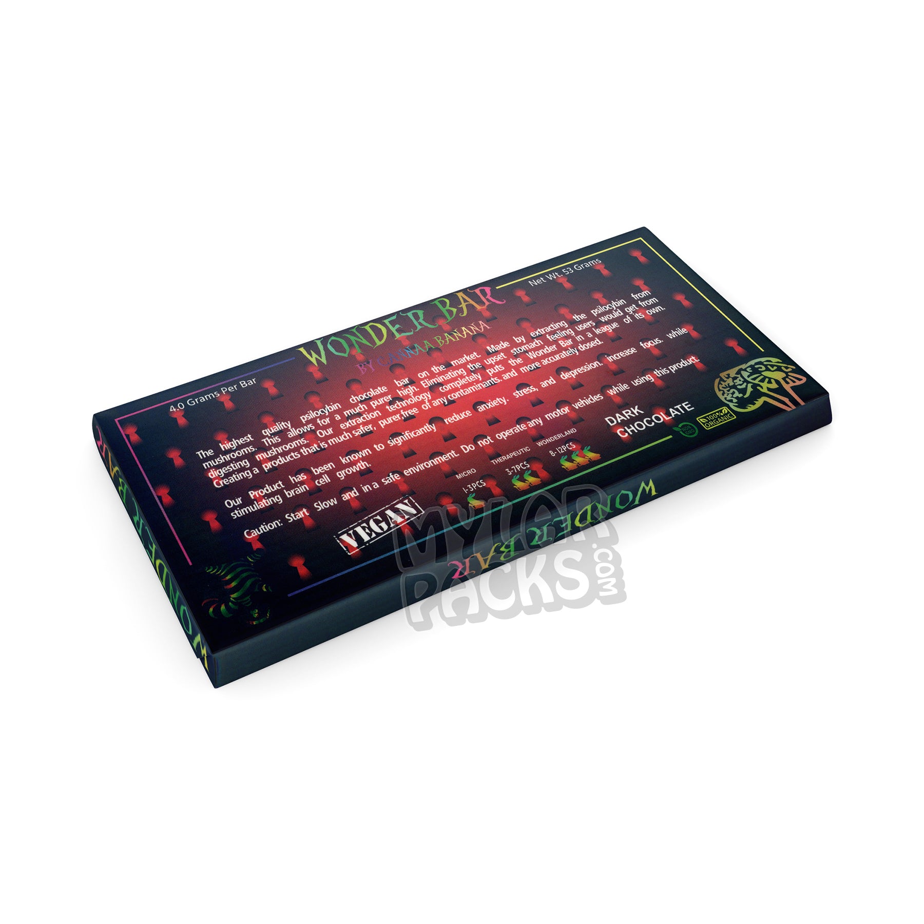 Wonder Bar Psilocybin Mushrooms Dark Chocolate Bar Empty Packaging Candy Box