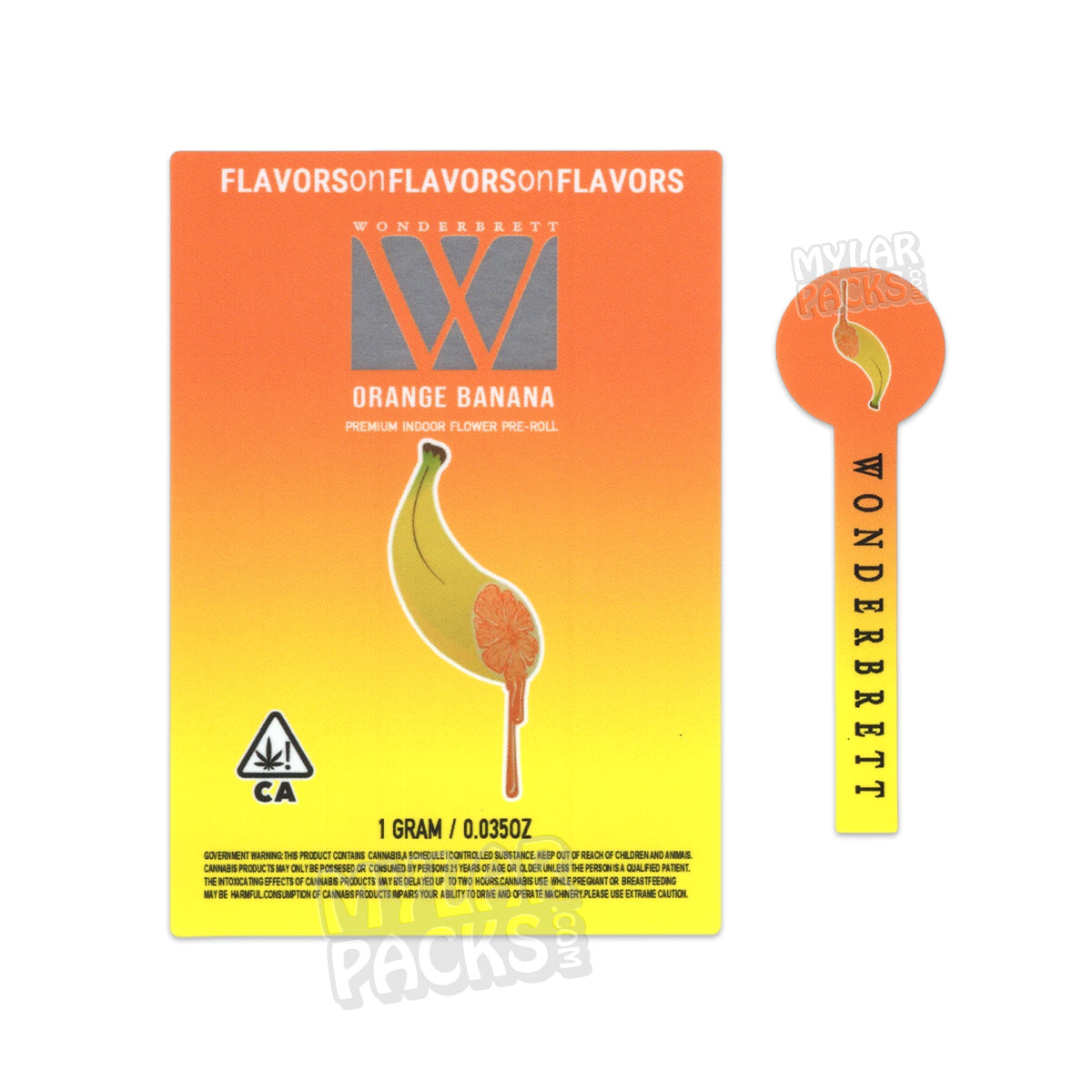Wonderbrett 1g Envase individual pre-enrollado vacío con tubo de vidrio y pegatinas