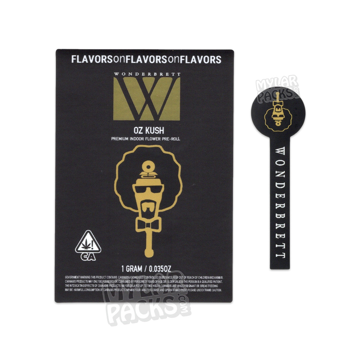 Wonderbrett 1g Envase individual pre-enrollado vacío con tubo de vidrio y pegatinas