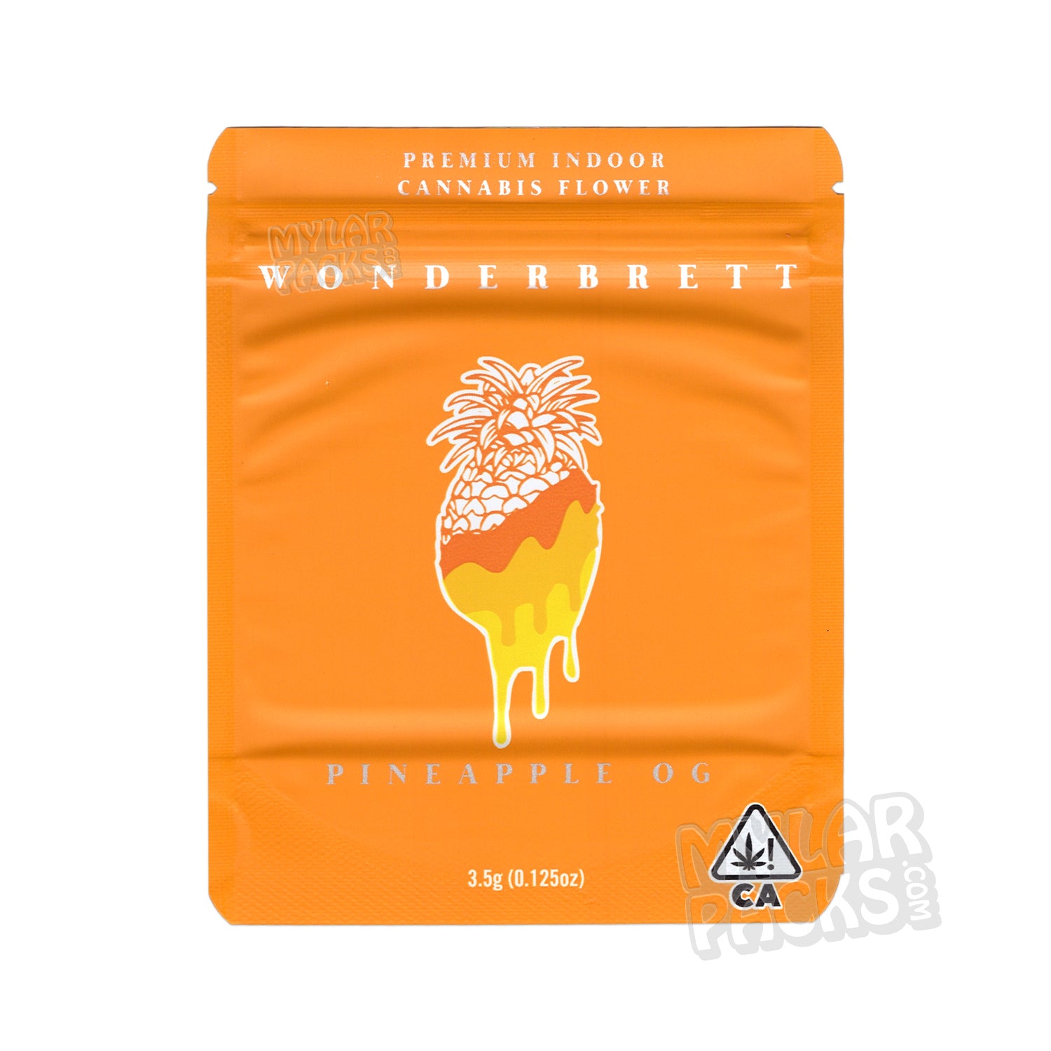 Piña OG de Wonderbrett, 3,5 g, vacía, a prueba de olores, bolsa de Mylar, embalaje floral