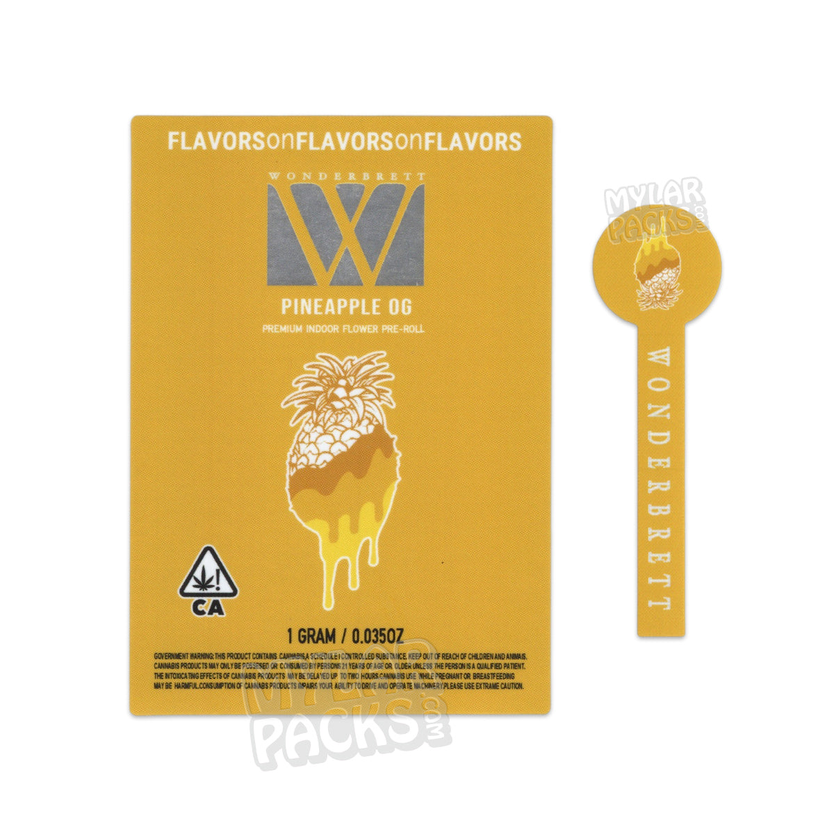 Wonderbrett 1g Envase individual pre-enrollado vacío con tubo de vidrio y pegatinas