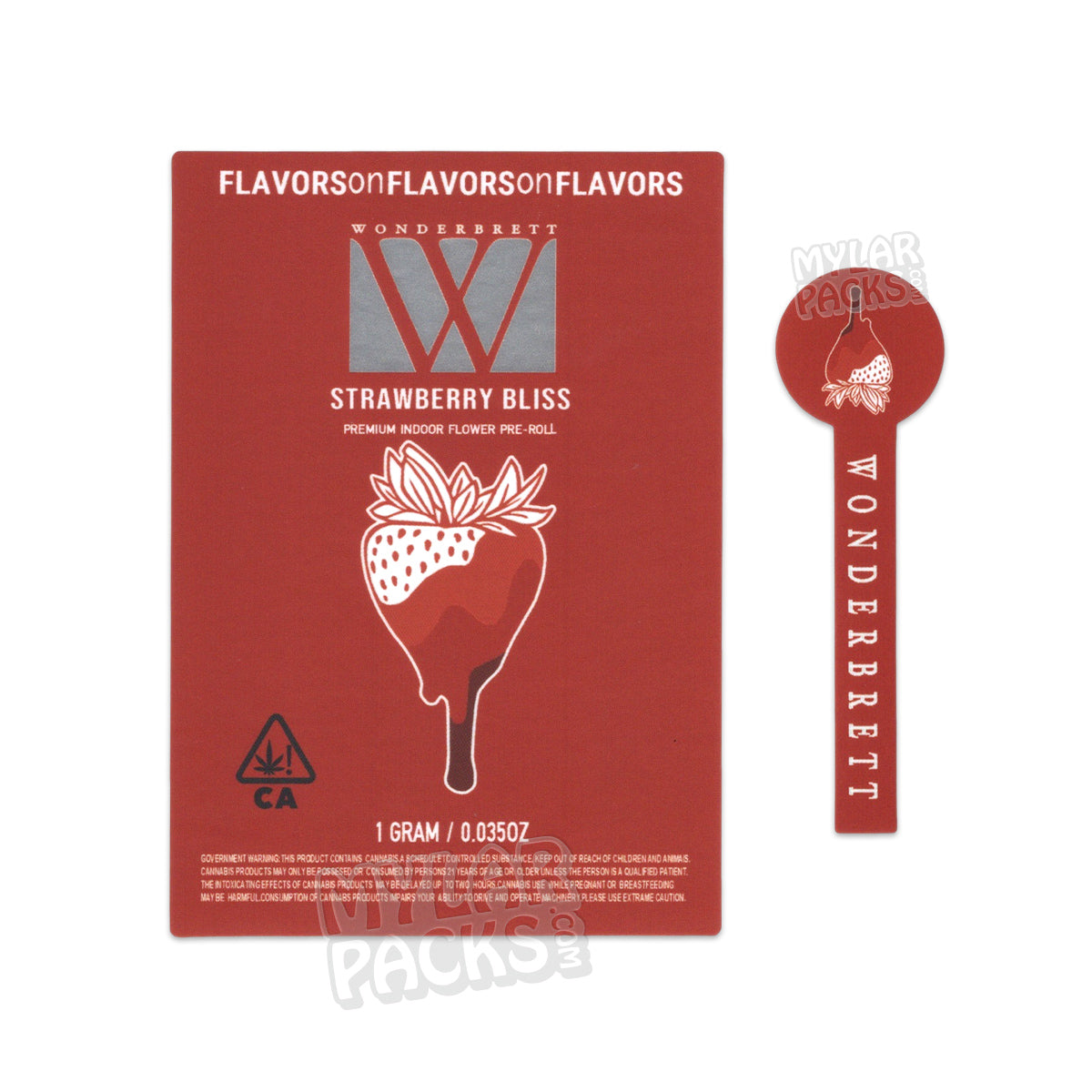 Wonderbrett 1g Envase individual pre-enrollado vacío con tubo de vidrio y pegatinas