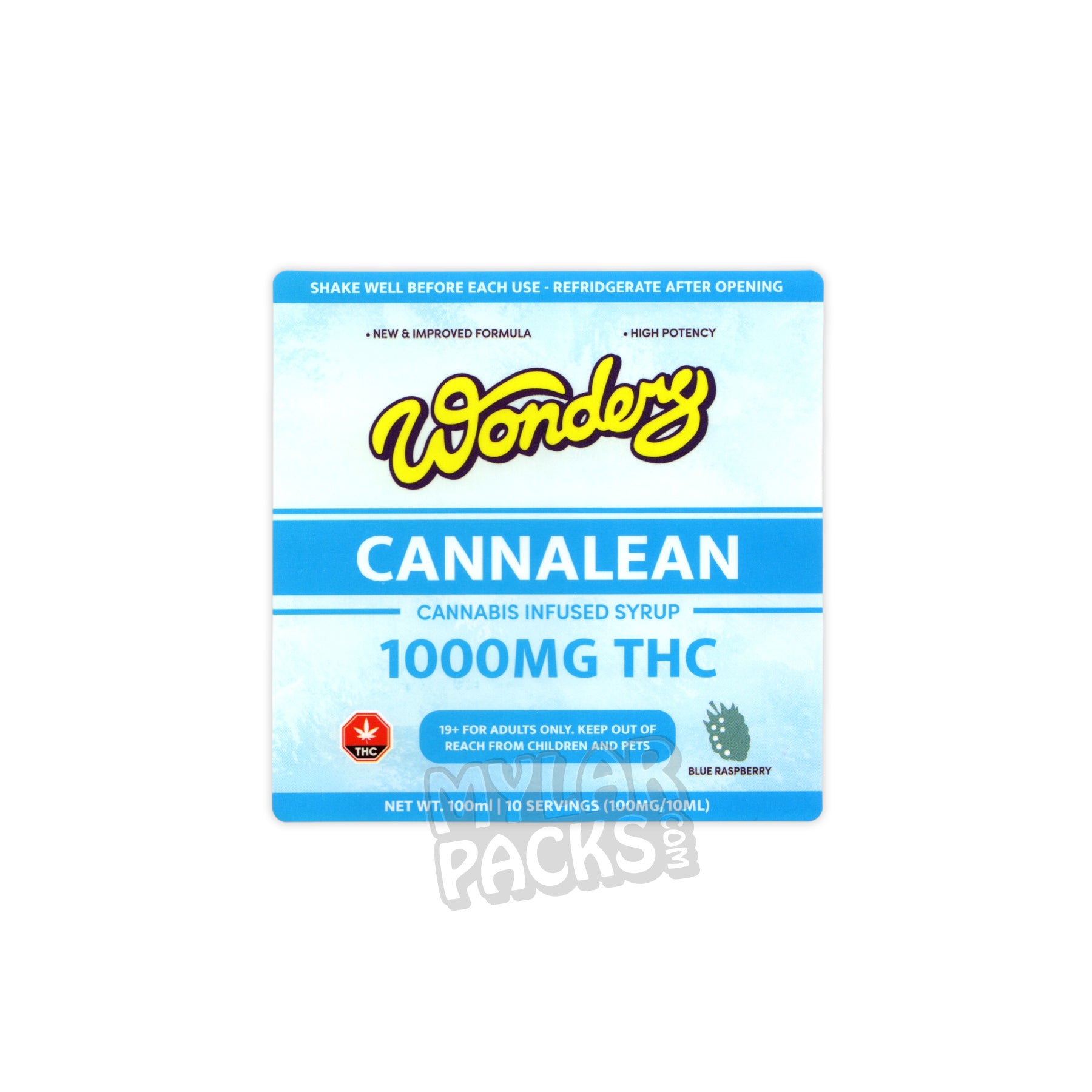 Etiquetas vacías para jarabe de cannabis Wonders Cannalean THC Lean (7,6 x 7,6 cm)