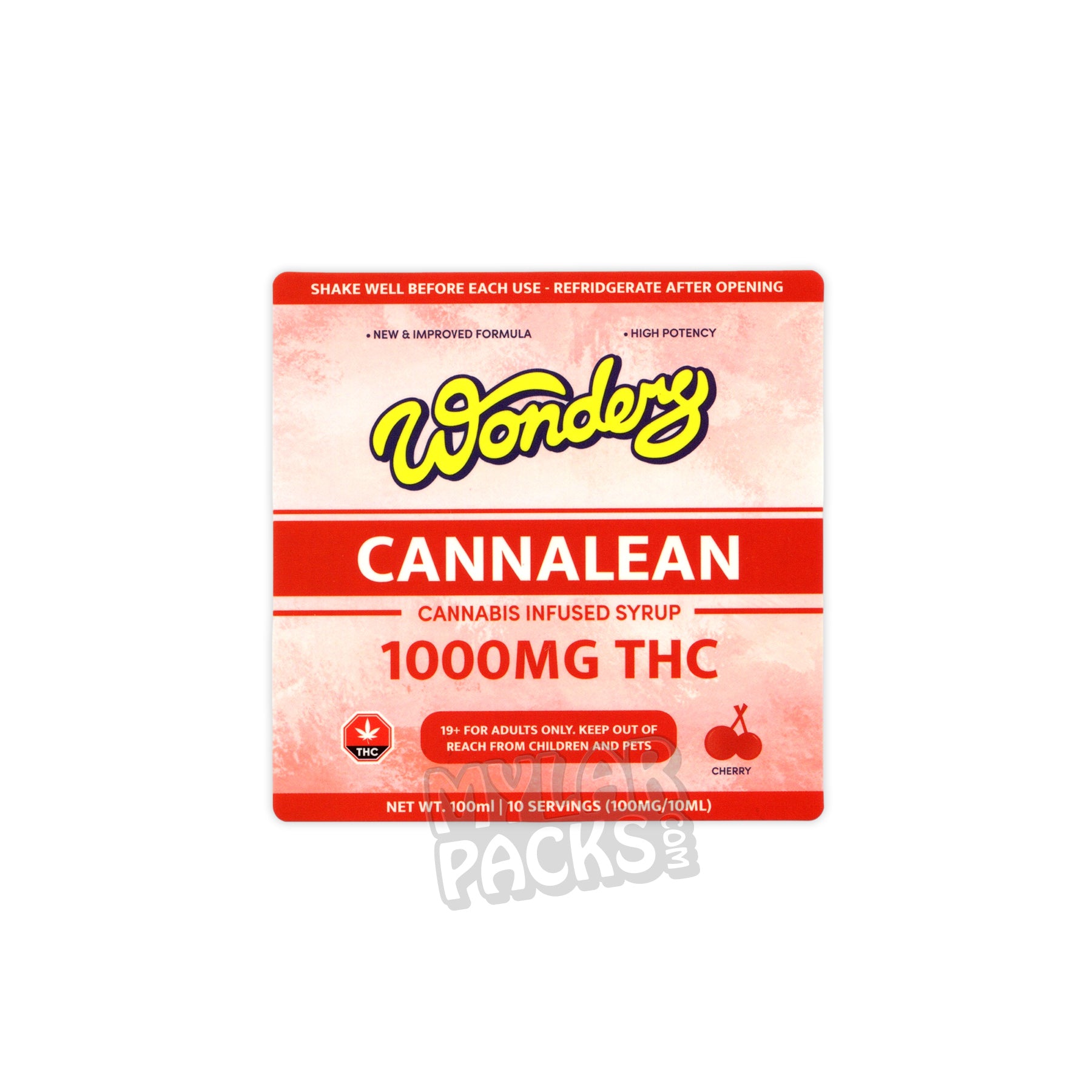 Etiquetas vacías para jarabe de cannabis Wonders Cannalean THC Lean (7,6 x 7,6 cm)