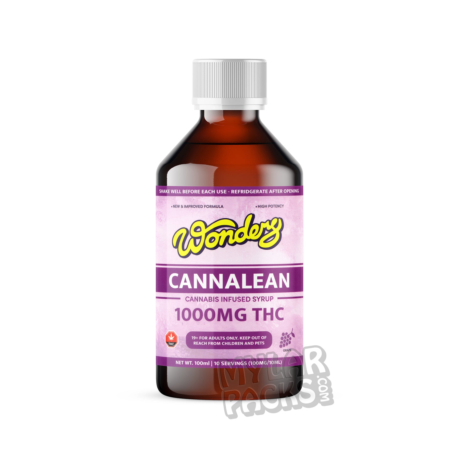 Etiquetas vacías para jarabe de cannabis Wonders Cannalean THC Lean (7,6 x 7,6 cm)