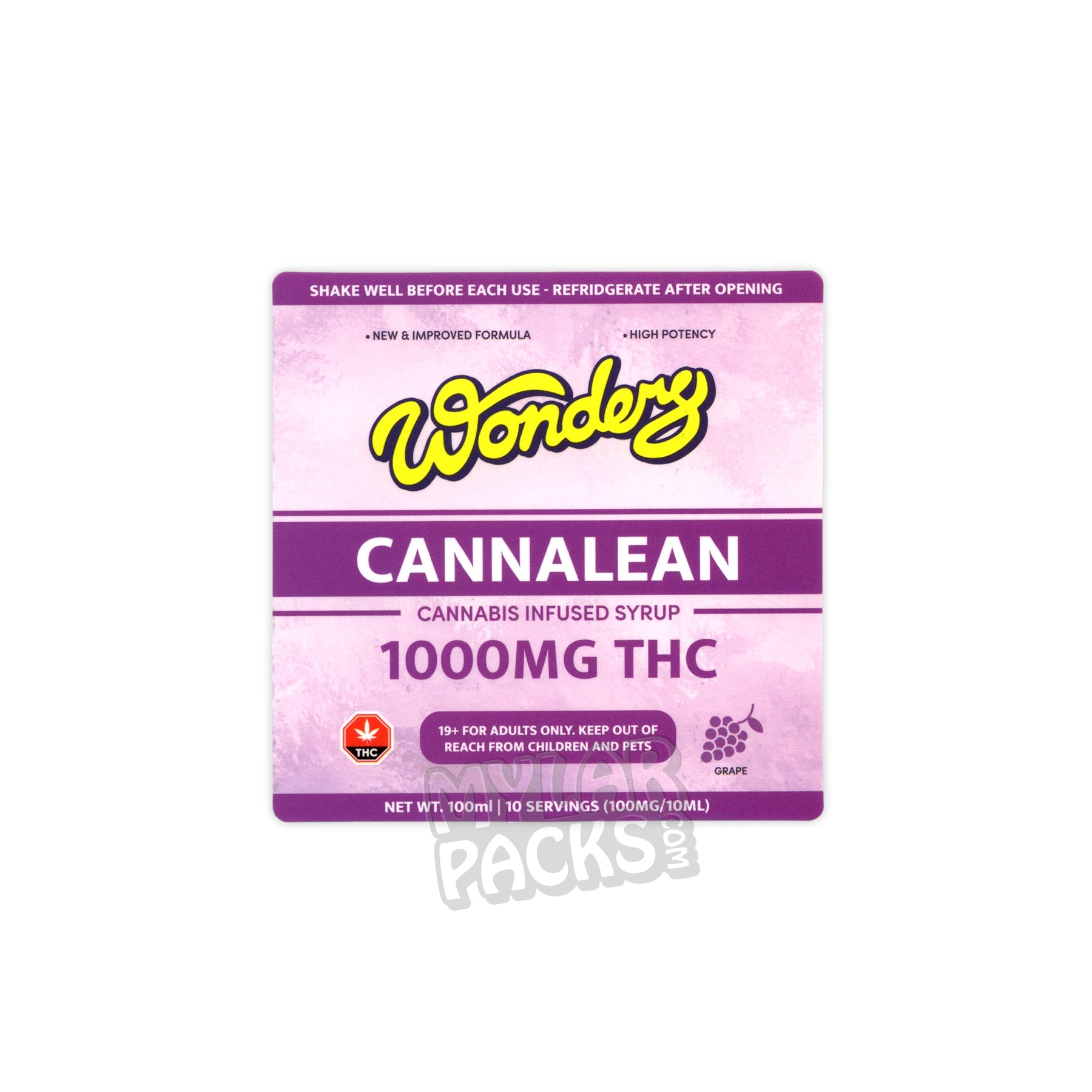 Etiquetas vacías para jarabe de cannabis Wonders Cannalean THC Lean (7,6 x 7,6 cm)