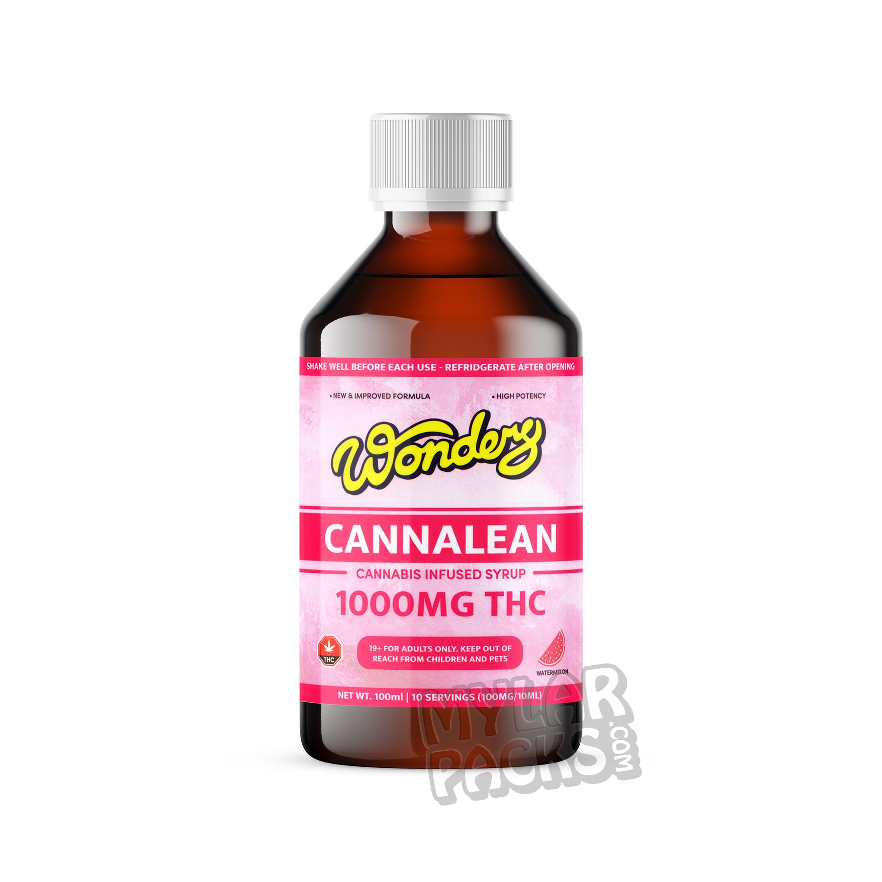 Etiquetas vacías para jarabe de cannabis Wonders Cannalean THC Lean (7,6 x 7,6 cm)