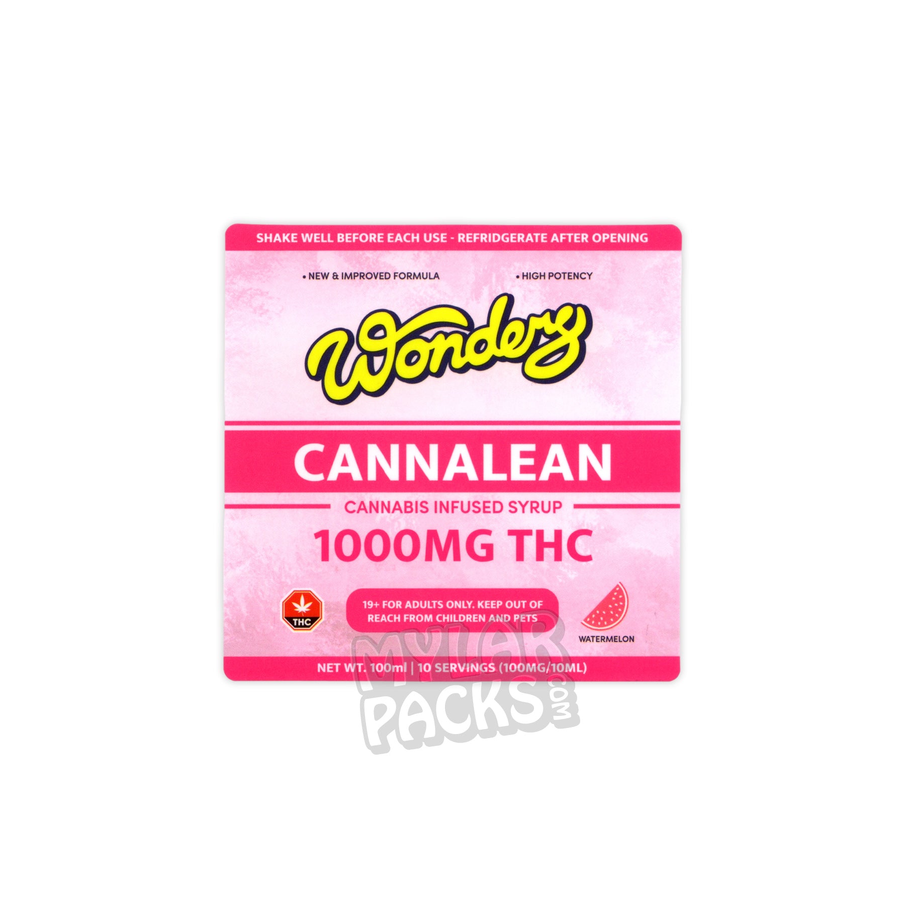 Etiquetas vacías para jarabe de cannabis Wonders Cannalean THC Lean (7,6 x 7,6 cm)